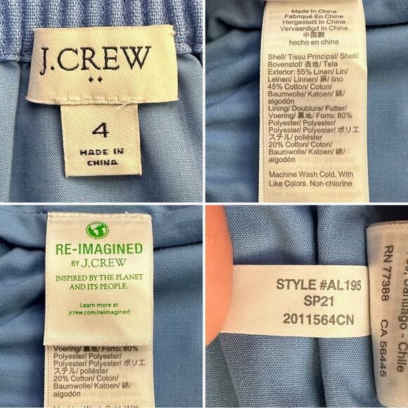 NWOT J. Crew Linen Blend Blue Scallop Hem Pull On Skirt - Picture 10 of 11